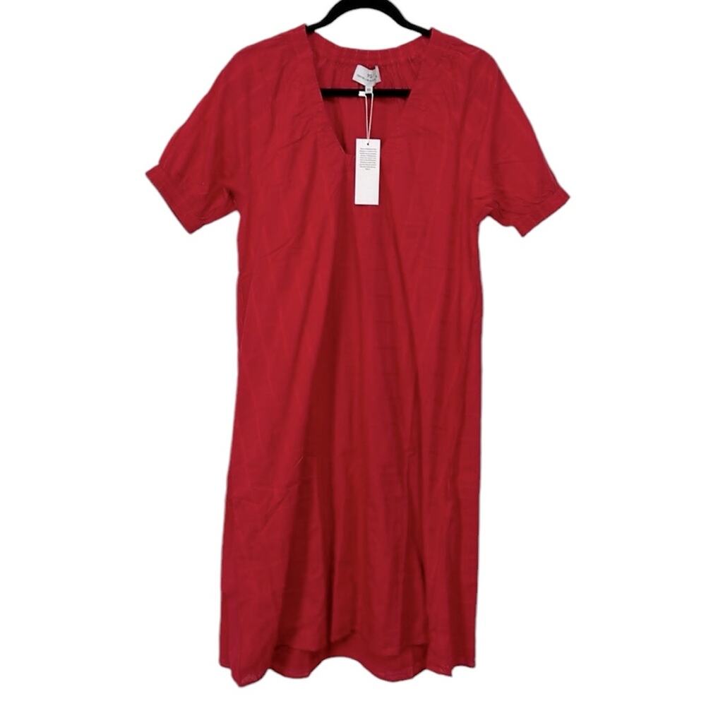 Never A Wallflower Red Windowpane Marakesh Midi Dress Women’s size XS NWT